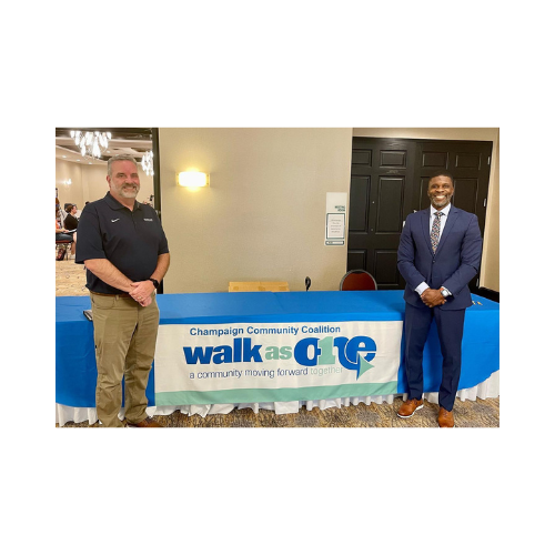 @chs.maroons Principal Mr. Joe Williams and @iamacharger Principal Dr. Scott Savage were guests at the Champaign County Community Coalition meeting. @walkasone1